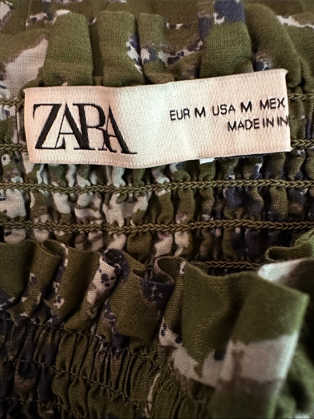 Zara Olive tiers Tie-Shoulder smocked Maxi Navy White floral 100% cotton M dress - Picture 11 of 15